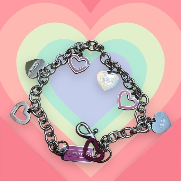 Coach Vintagecharm bracelet with pink hearts. NWOT.  Retired - Picture 3 of 4